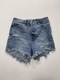 We The Free Shorts Womens 26 Blue Distressed Cut Off Raw Hem Denim Summer