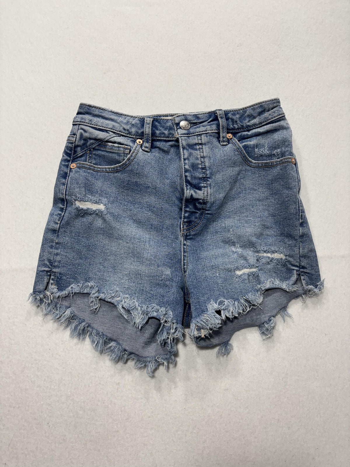 We The Free Shorts Womens 26 Blue Distressed Cut Off Raw Hem Denim Summer