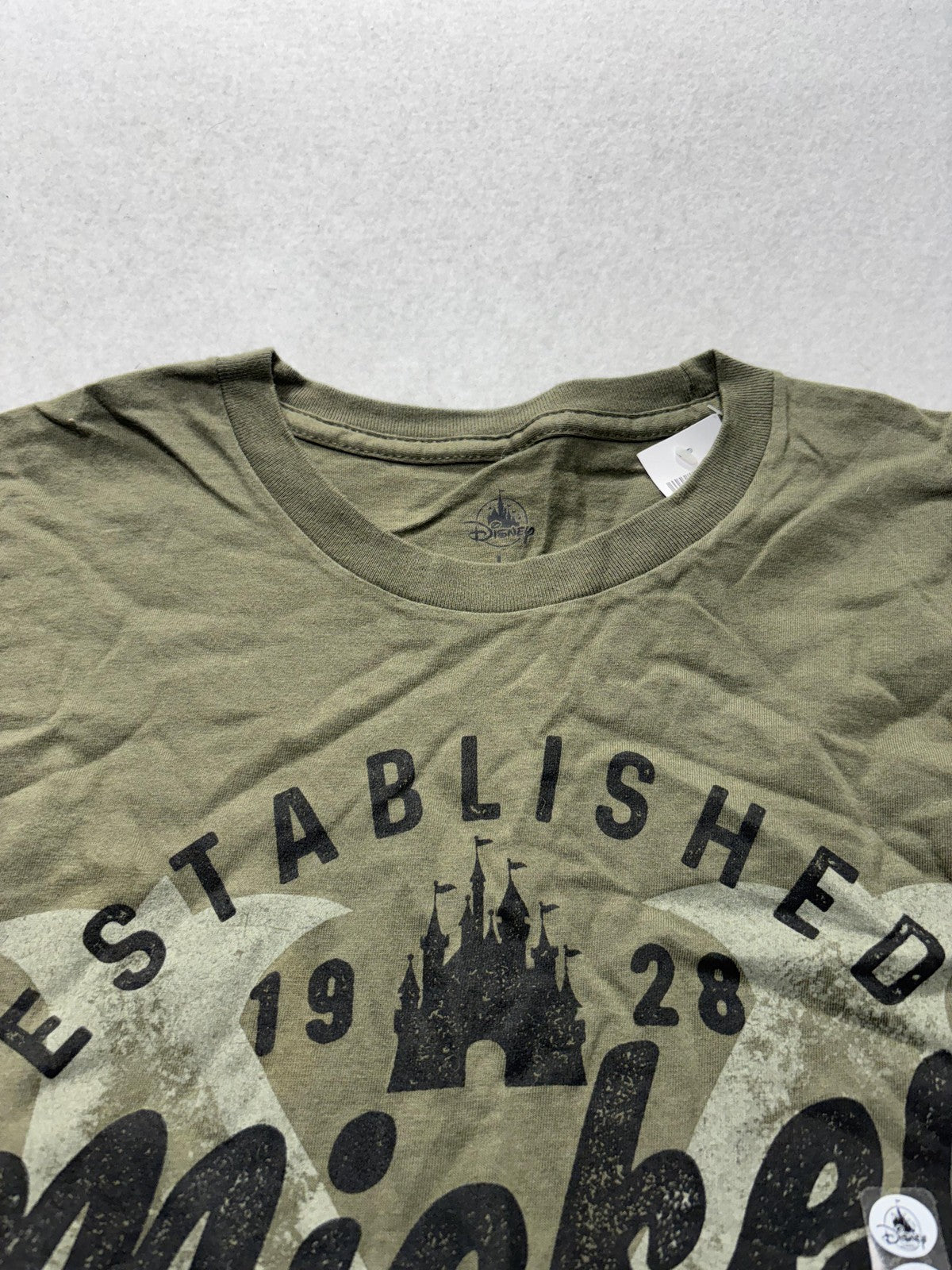 Disney Mens Mickey Mouse Established 1928 Graphic T-Shirt Green Large NWT