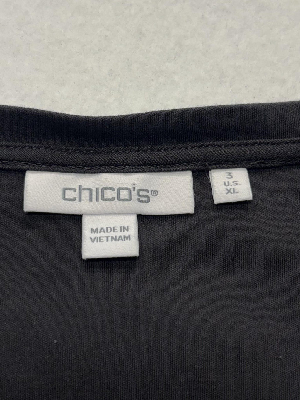 Chico's Shirt Womens XL Black Crew Neck Flutter Sleeve Eyelet Cotton Top