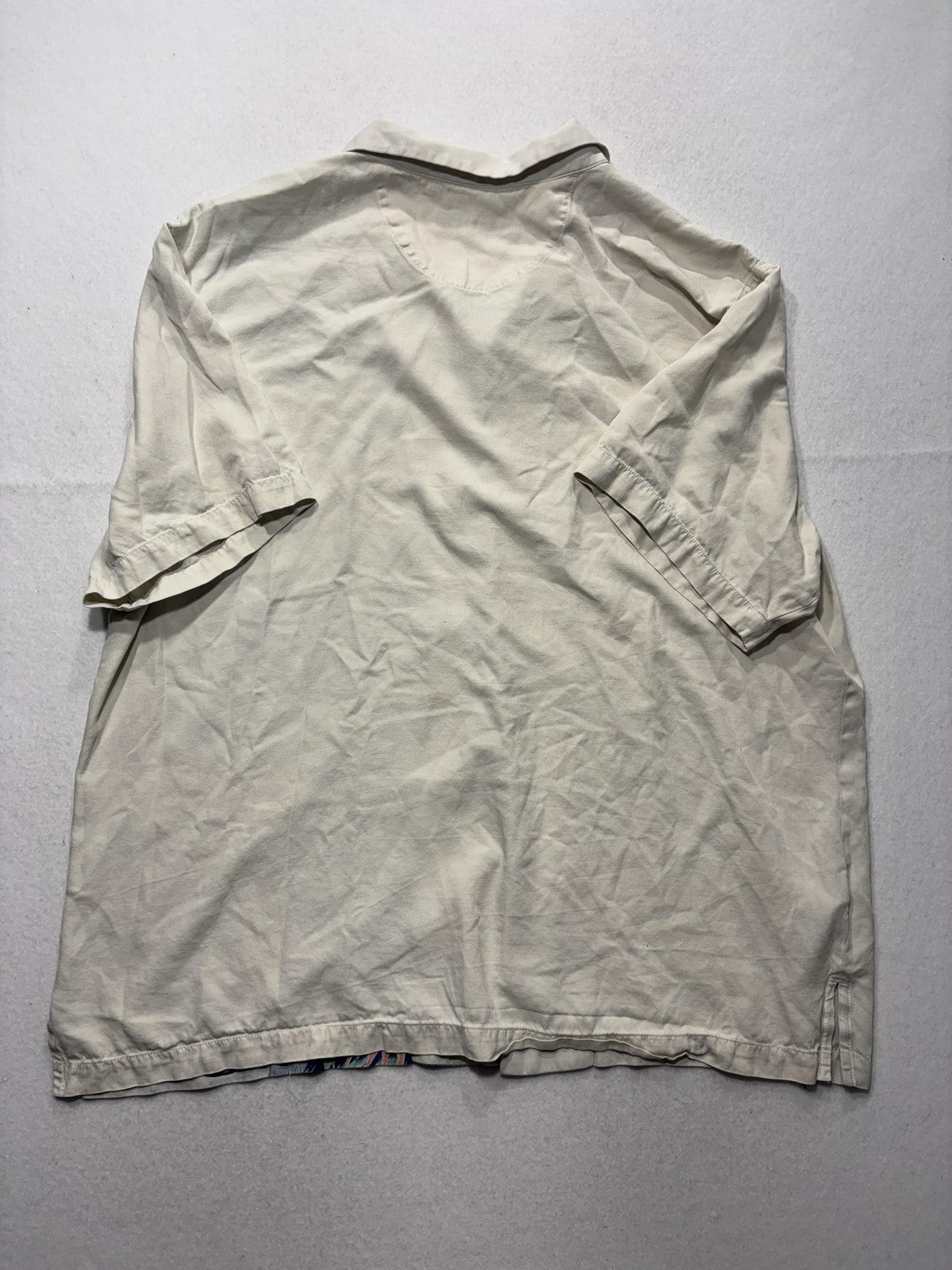 Tommy Bahama Shirt Mens 2XL White Silk Tropical Floral Short Sleeve Button Up