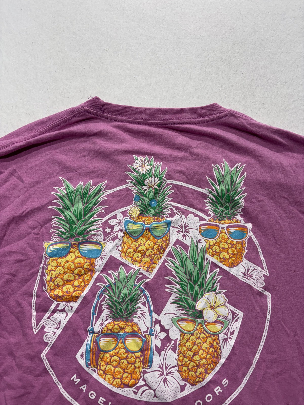 Magellan Outdoors Shirt Mens 2XL Purple Pineapple Tropical Graphic Tee Casual