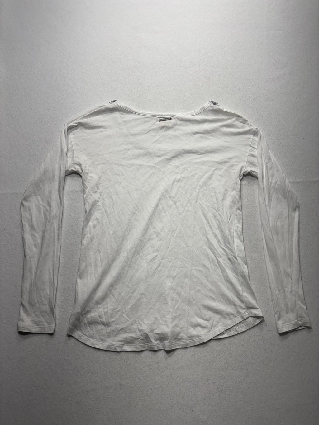 MICHAEL Michael Kors Top Womens Small White Scoop Neck Beaded Long Sleeve Jersey