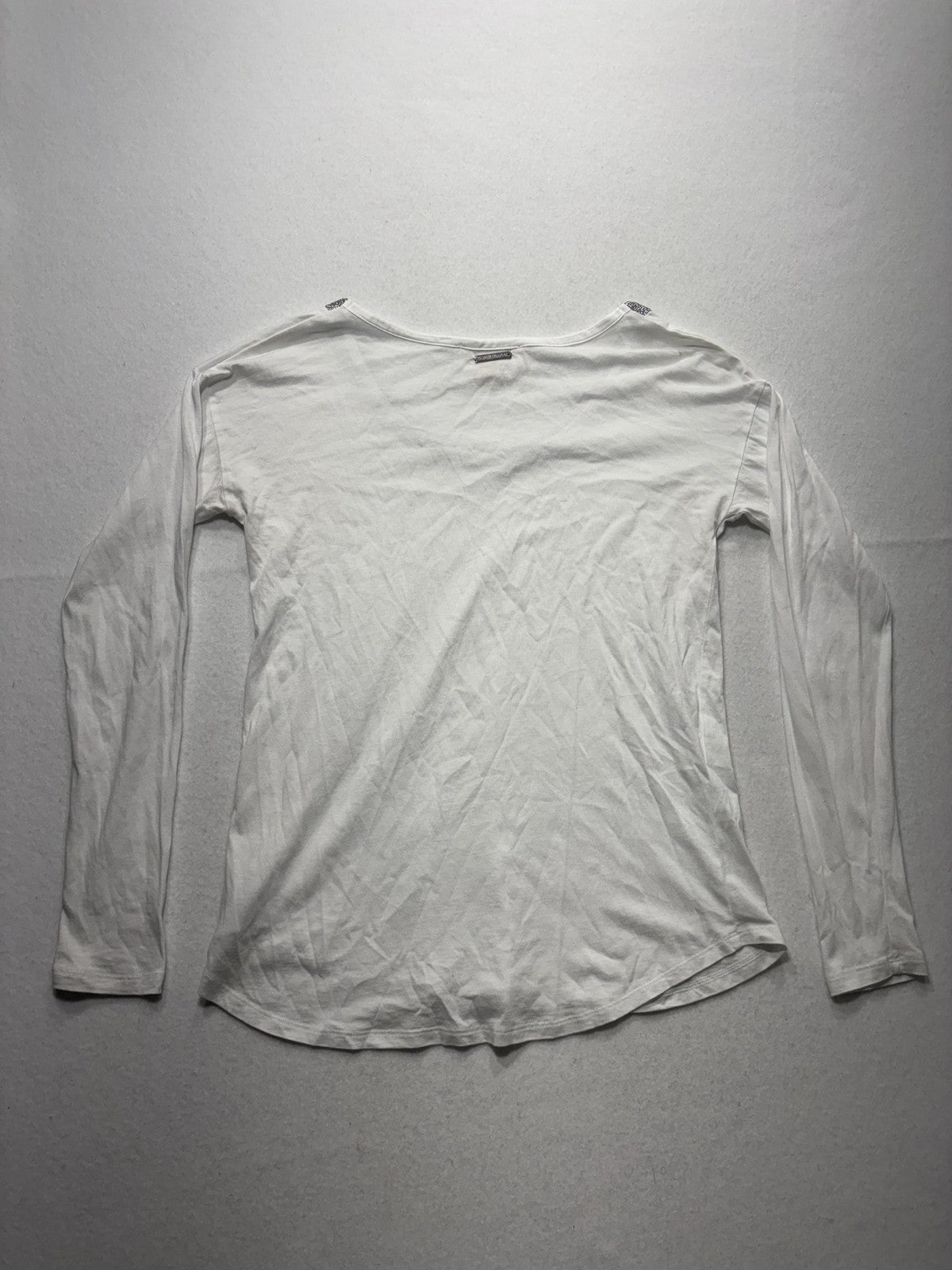 MICHAEL Michael Kors Top Womens Small White Scoop Neck Beaded Long Sleeve Jersey