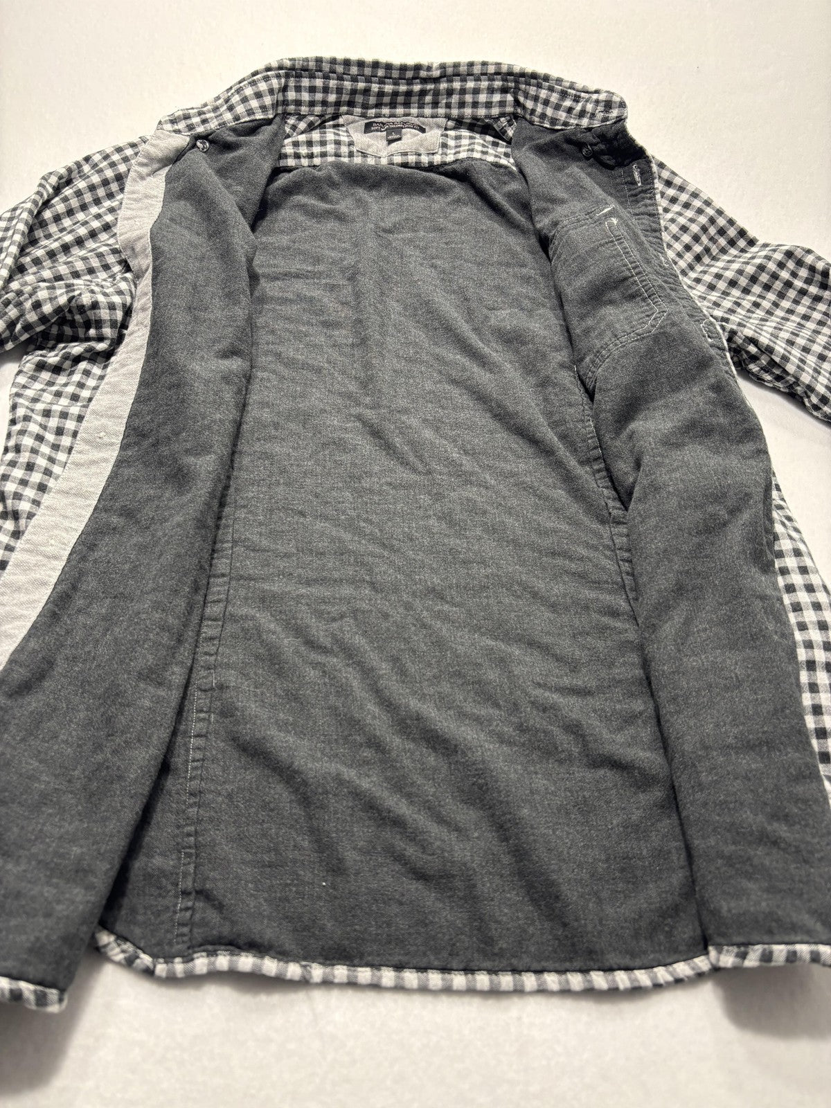 Banana Republic Shirt Mens Large Black Check Soft Wash Lined Button Up Slim