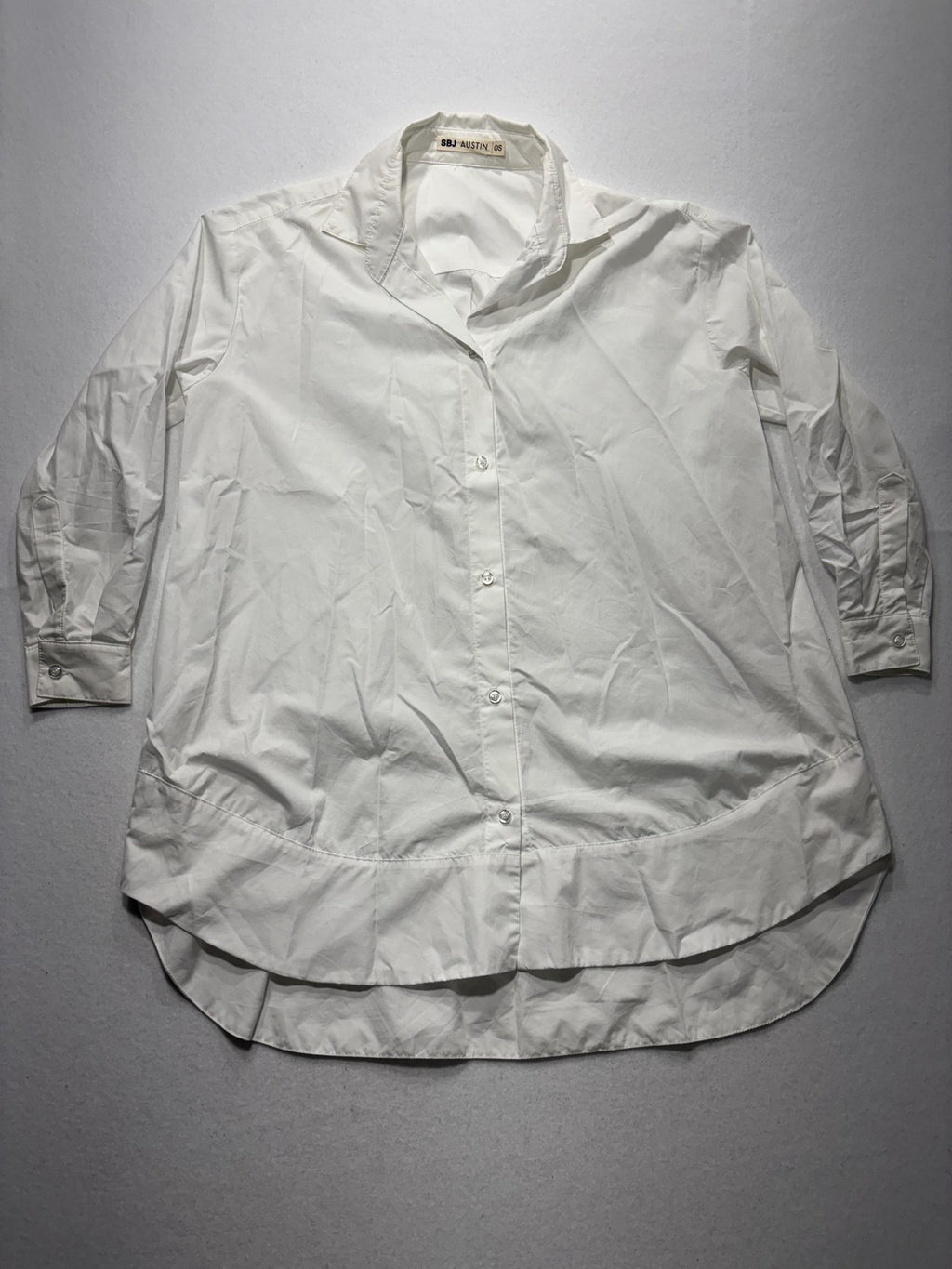 SBJ Austin Shirt Womens One Size White Long Tunic Button Front Cotton Top