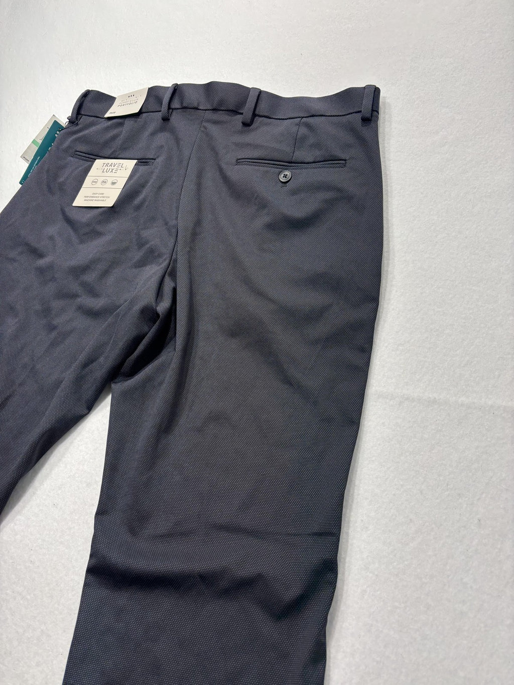 Perry Ellis Portfolio Dress Pants Mens 34x32 Gray Very Slim Travel Luxe Stretch