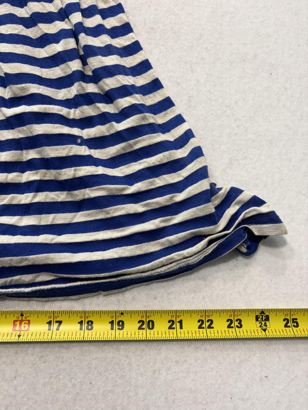 Pearl Blue Stripe Scoop Neck Lace Back Button Fit Flare Sundress Womens Small