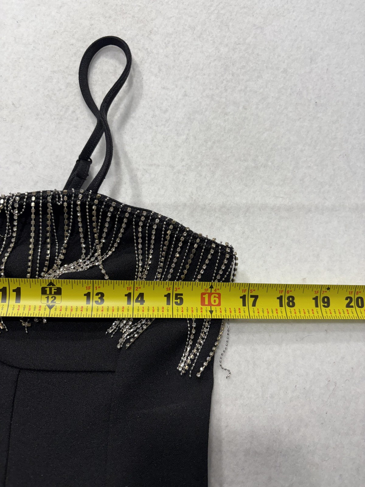 Sincerely Jules Tank Womens Medium Black Rhinestone Fringe Square Neck Cami