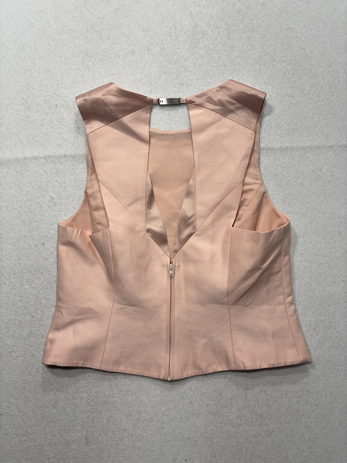 Halston Heritage Tank Womens 00 Pink Halter Cutout Back Sleeveless Zip Top