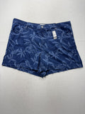 Lane Bryant Shorts Womens 24 Blue Denim Mid Rise Floral Tropical Cut Off