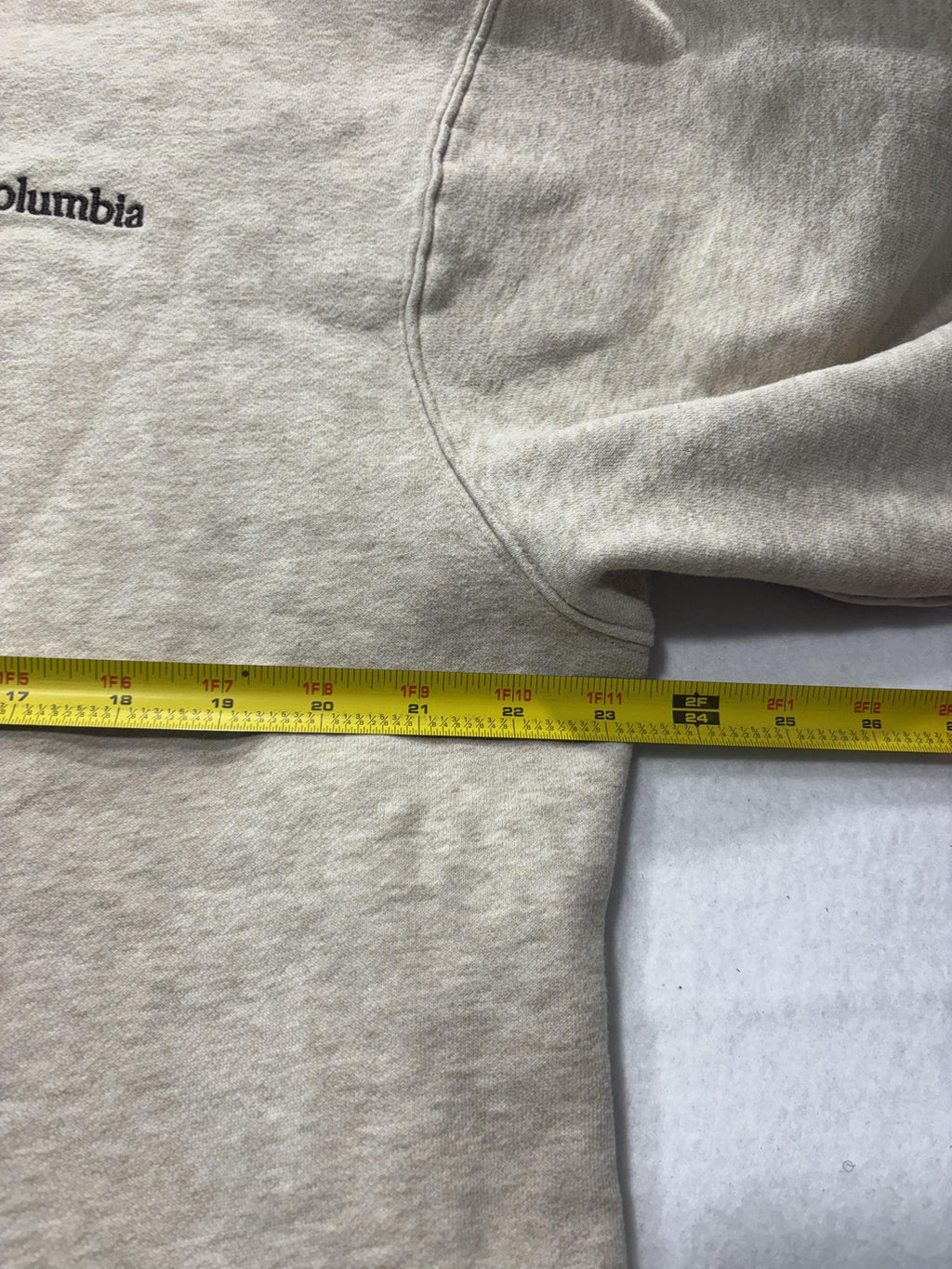 Columbia Sweatshirt Mens Large Beige Fleece Crew Neck Pullover Logo Outdoor
