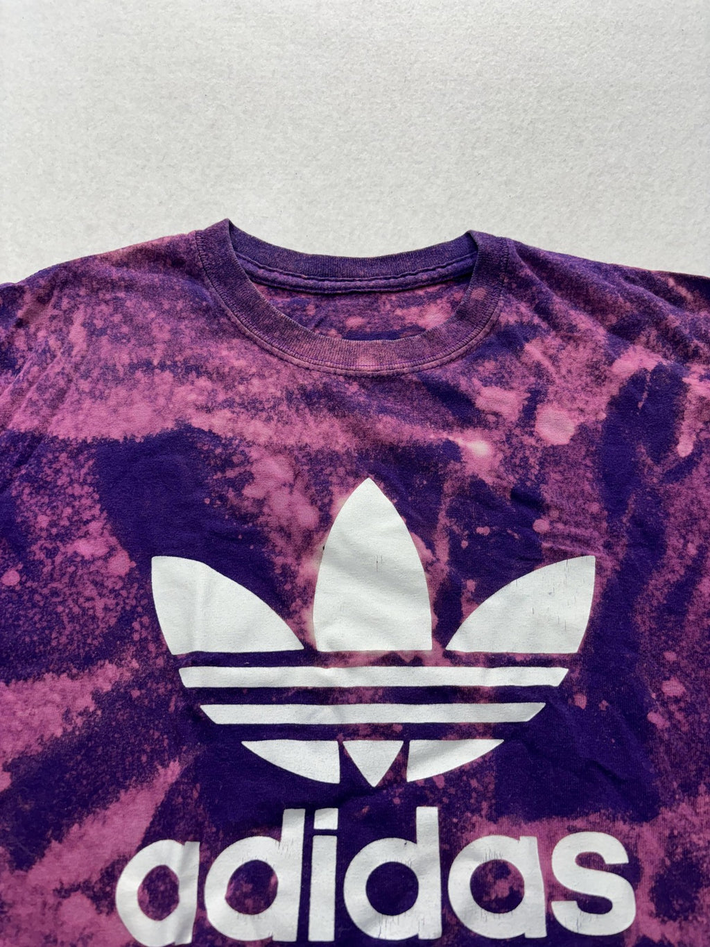Adidas Shirt Mens Small Purple Tie Dye Trefoil Logo Graphic Tee Short Sleeve