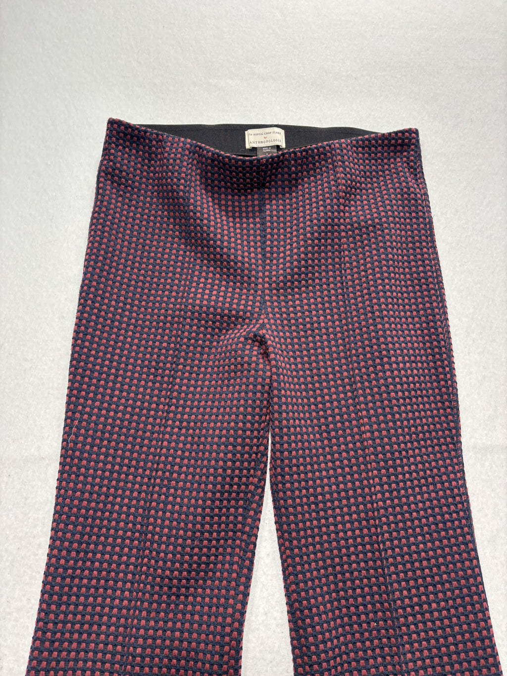 Anthropologie Essential Crop Flare Knit Pants Womens Small Blue Geometric