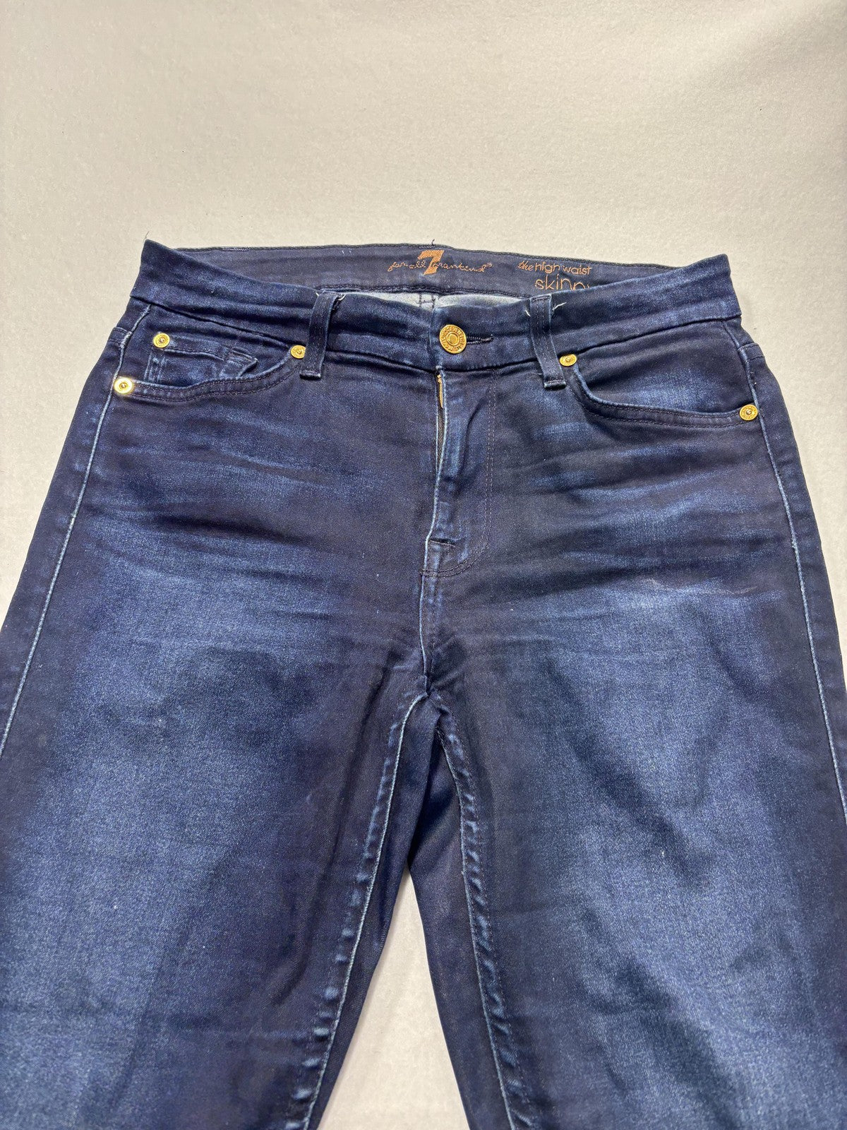7 For All Mankind Jeans Womens 27 Blue Dark Wash High Waist Skinny Stretch