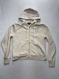 True Religion Hoodie Womens XL White Rhinestone Logo Full Zip Graphic Buddha