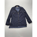 MICHAEL Michael Kors Blouse Womens Large Blue Stripe Zip Tunic Long Sleeve Top