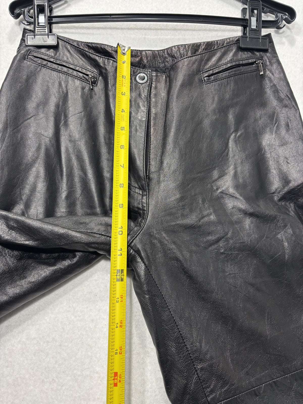 Jamie Sadock Dress Pants Womens 6 Black Leather Straight Leg Lined Zip Pockets