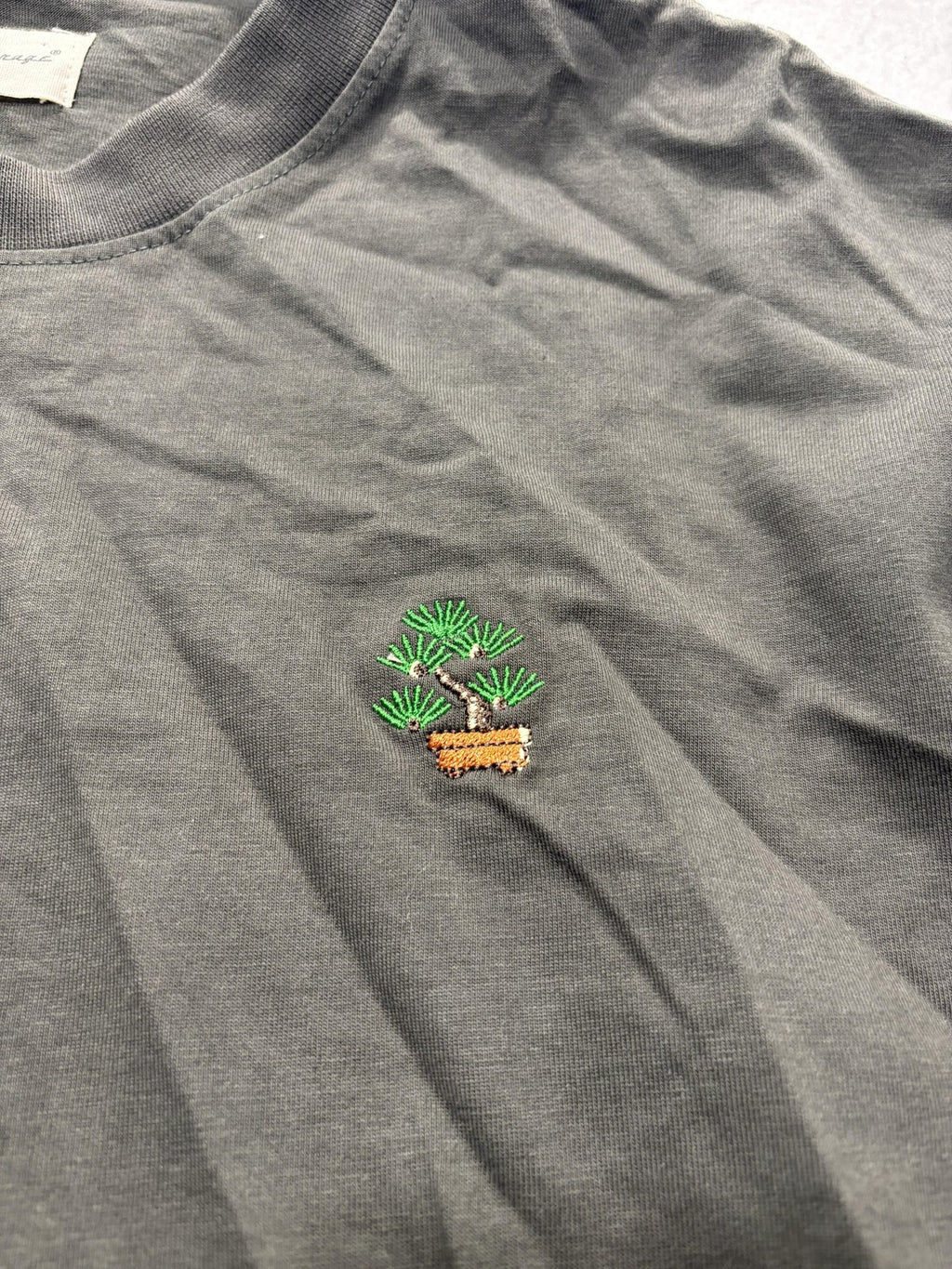 American Garage Shirt Mens Medium Gray Bonsai Tree Embroidered Graphic Tee