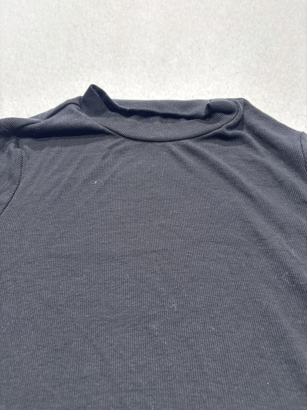 Shirt Womens Small Black Mock Neck Short Sleeve Stretch Tee Basic Casual