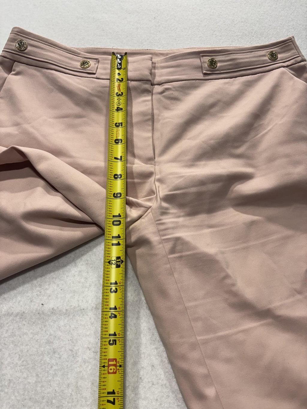 Anne Klein Dress Pants Womens 8 Pink Twill Straight Leg Gold Button Work Career