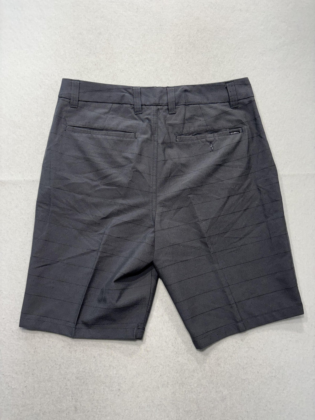 O'Neill Chino Shorts Mens 34 Gray 9" Inseam Striped Stretch Casual Travel