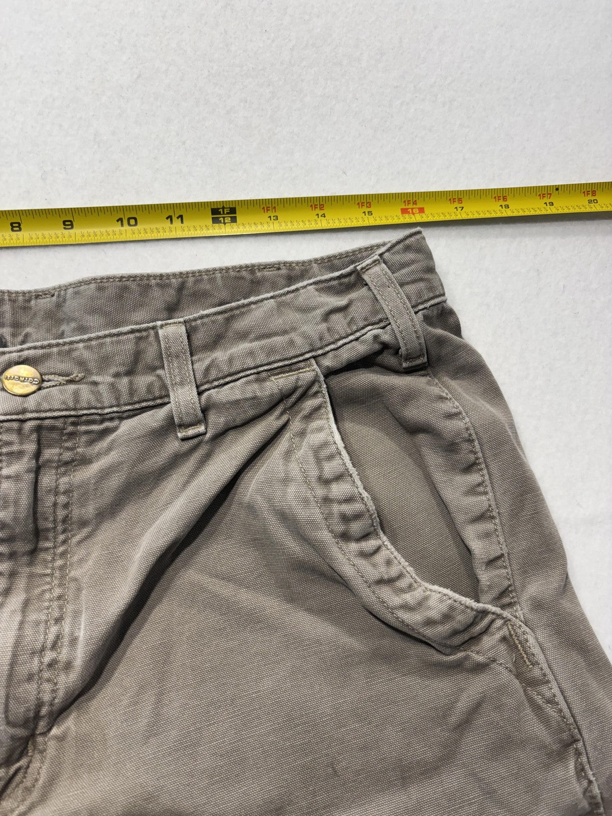 Carhartt Carpenter Pants Mens 34x32 Beige Relaxed Fit Canvas Workwear Casual