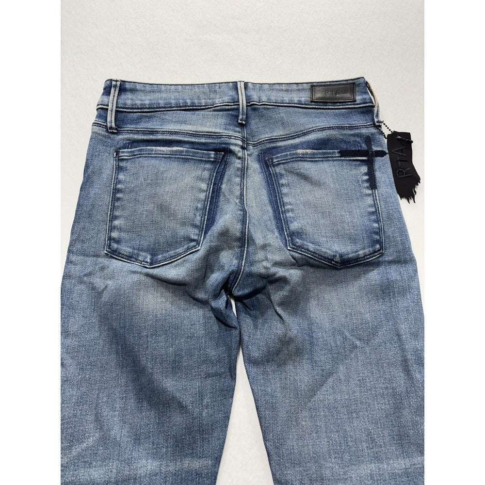RtA Jeans Womens 25 Blue Medium Wash Mid Rise Skinny Stretch Raw Hem 25x29