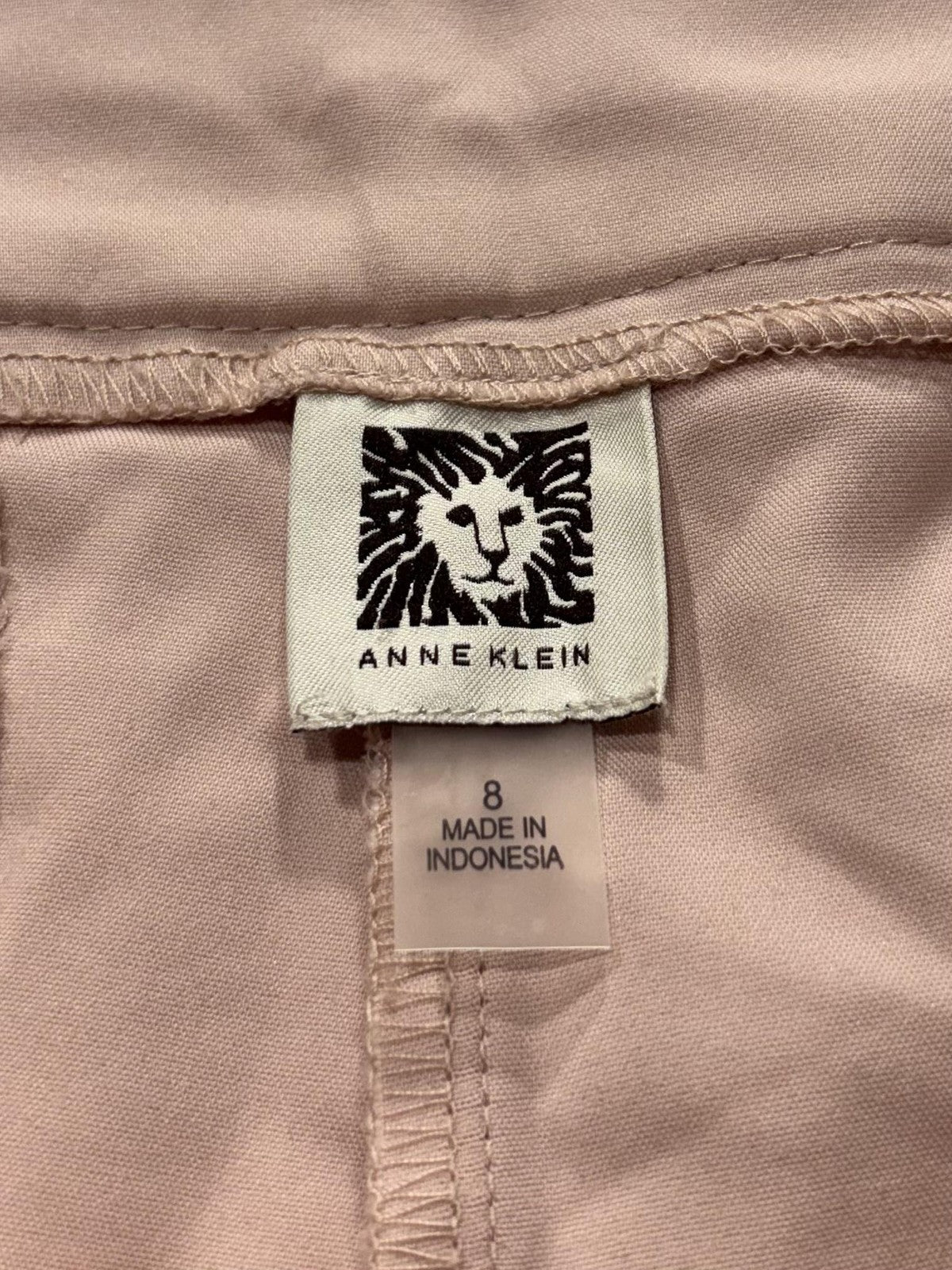 Anne Klein Dress Pants Womens 8 Pink Twill Straight Leg Gold Button Work Career