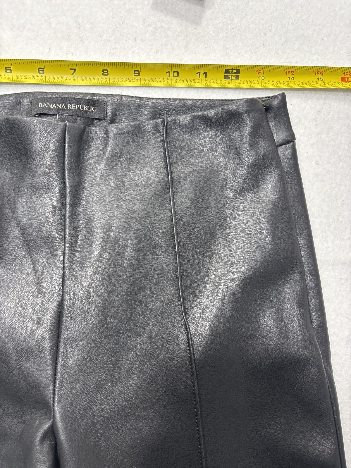 Banana Republic Dress Pants Womens 6 Black Faux Leather Straight Leg Zip Stretch