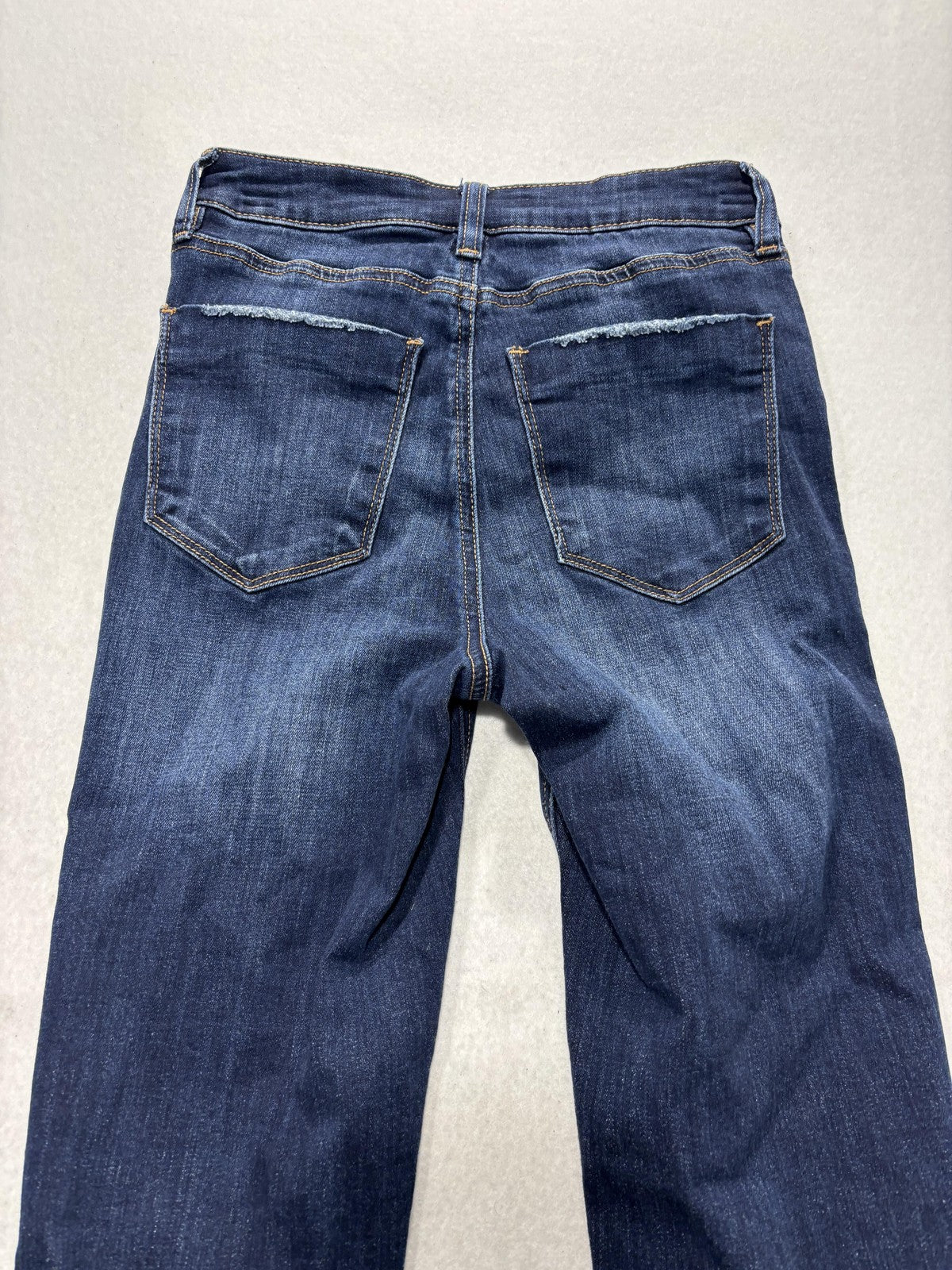 Ashley Mason Flare Jeans Juniors 0/24 Blue Mid Rise Embroidered Fringe 24x32