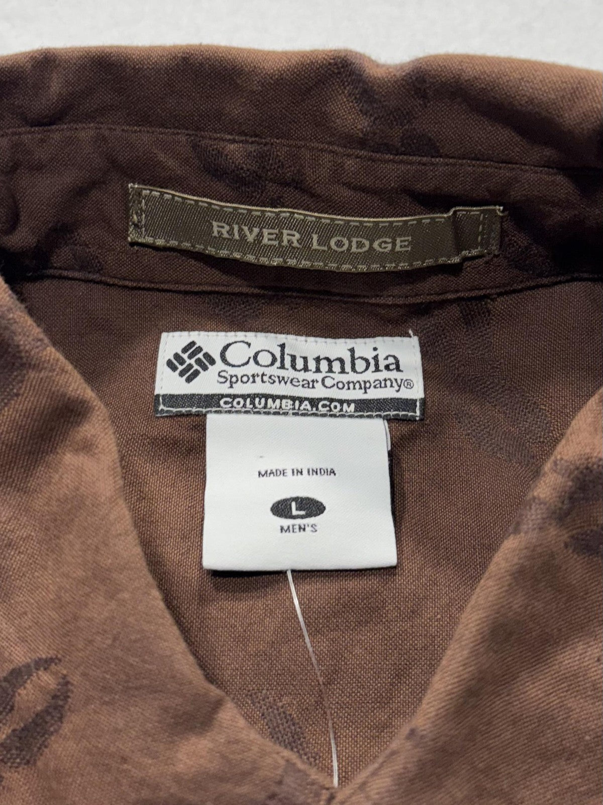 Columbia Shirt Mens Large Brown Whitetail Tracks Long Sleeve Button Up Hunting