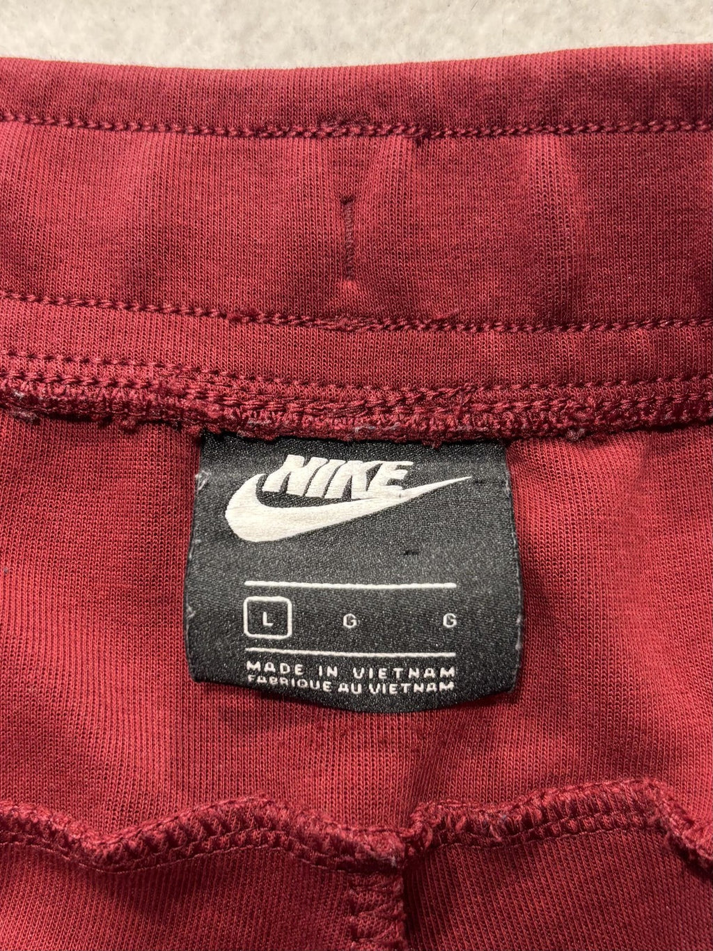 Nike Jogger Pants Mens Large Red Fleece Elastic Waist Zip Pockets Athletic