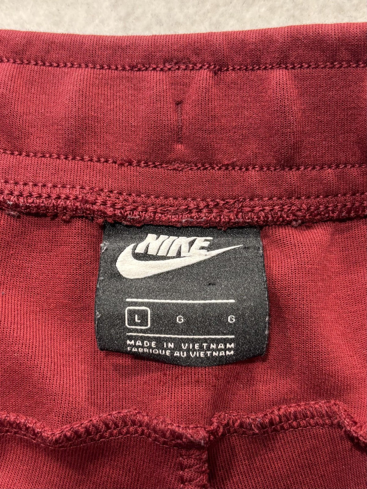 Nike Jogger Pants Mens Large Red Fleece Elastic Waist Zip Pockets Athletic