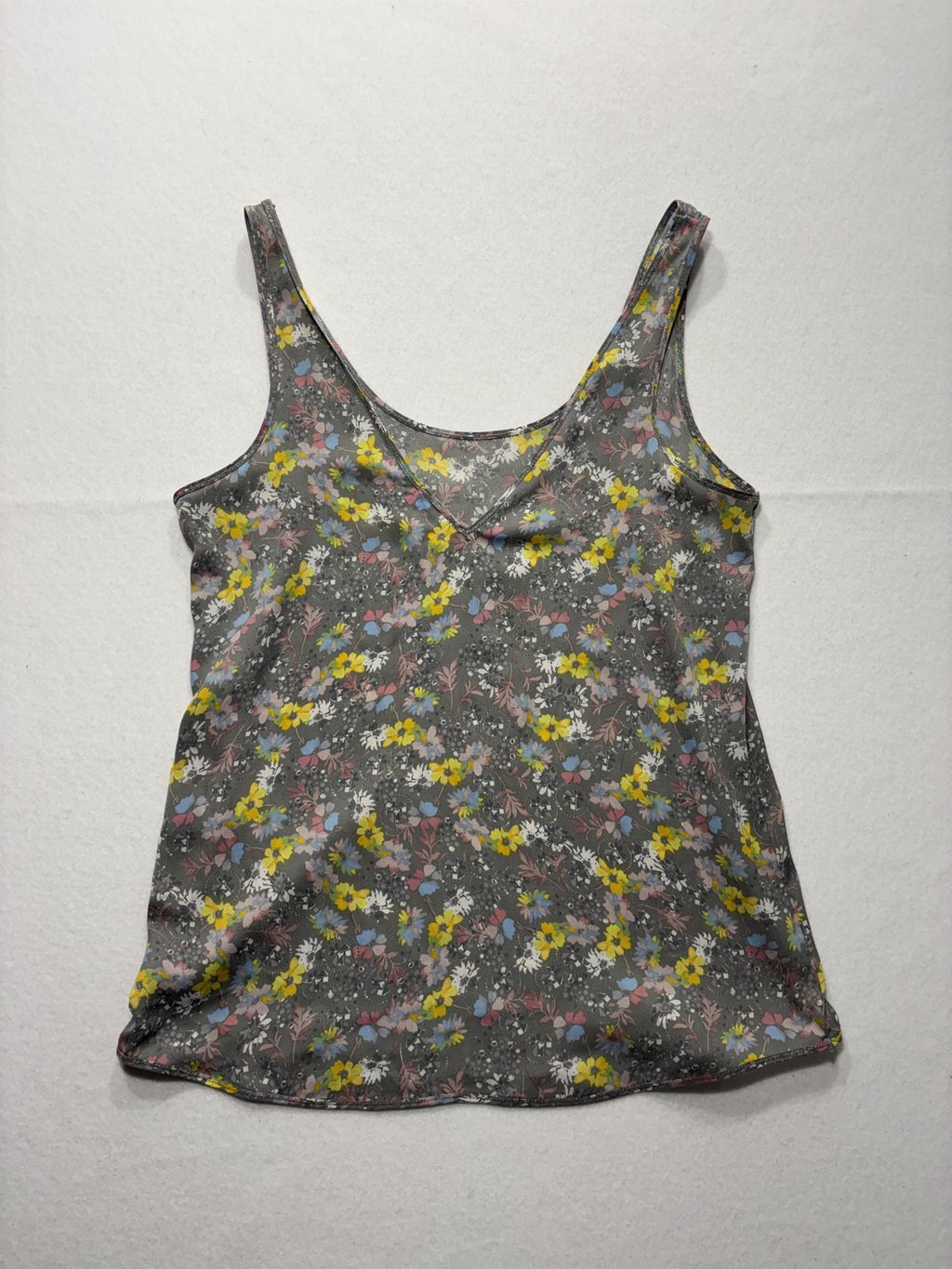 Free People Camisole Tank Top Womens M Gray Floral Intimately Stretch Jersey