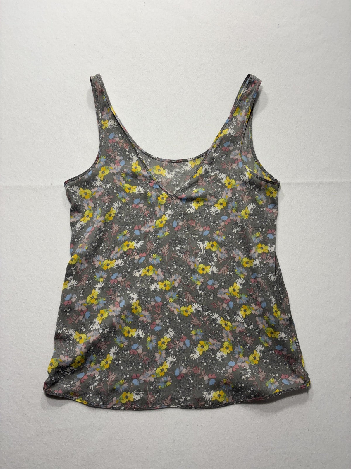 Free People Camisole Tank Top Womens M Gray Floral Intimately Stretch Jersey