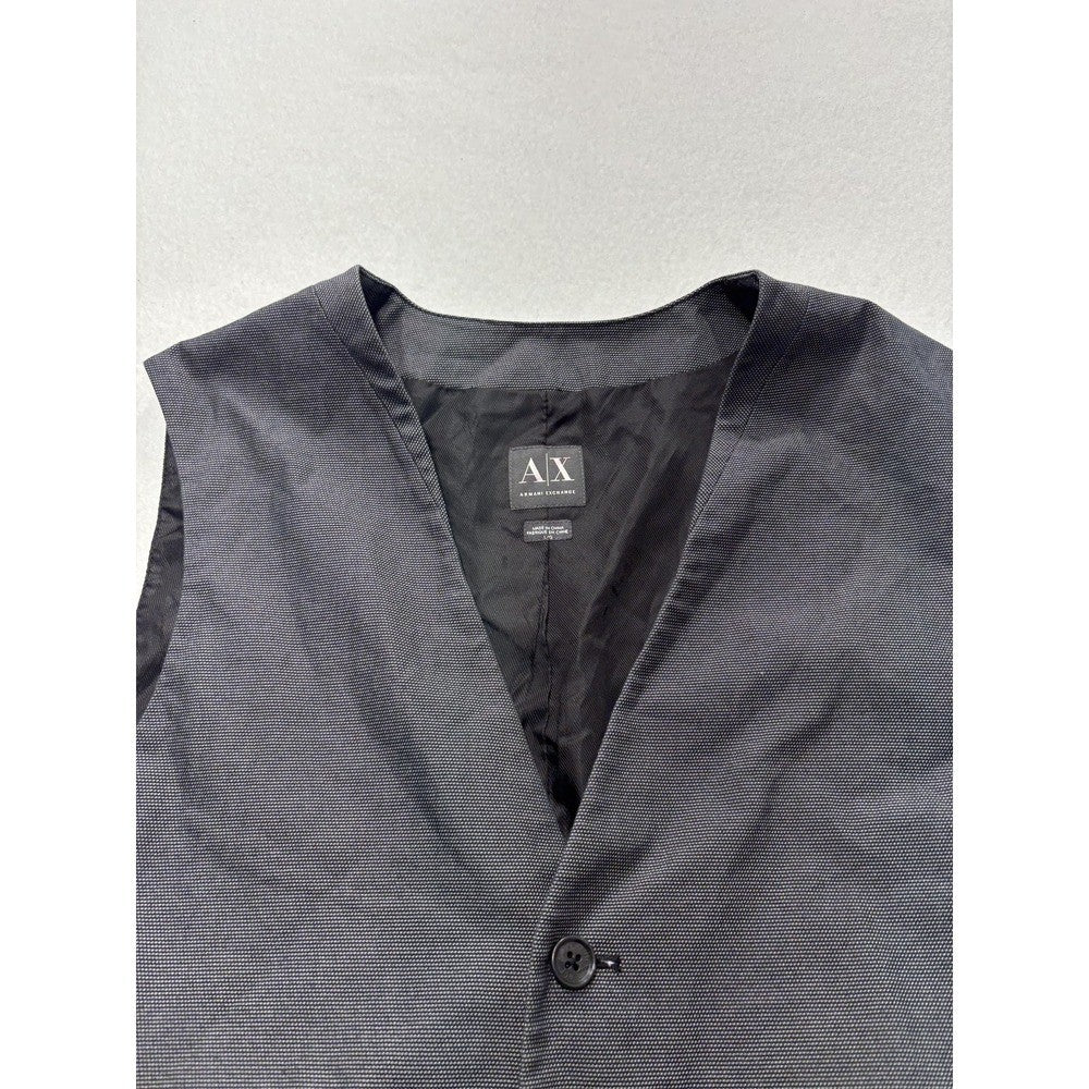 Armani Exchange Suit Vest Mens Large Gray Geometric Belted Back Formal 3 Piece