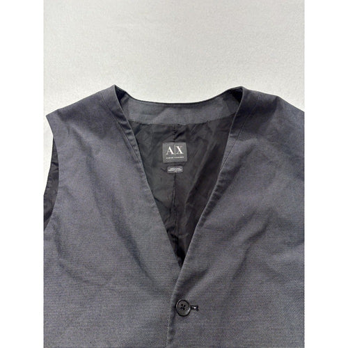 Armani Exchange Suit Vest Mens Large Gray Geometric Belted Back Formal 3 Piece