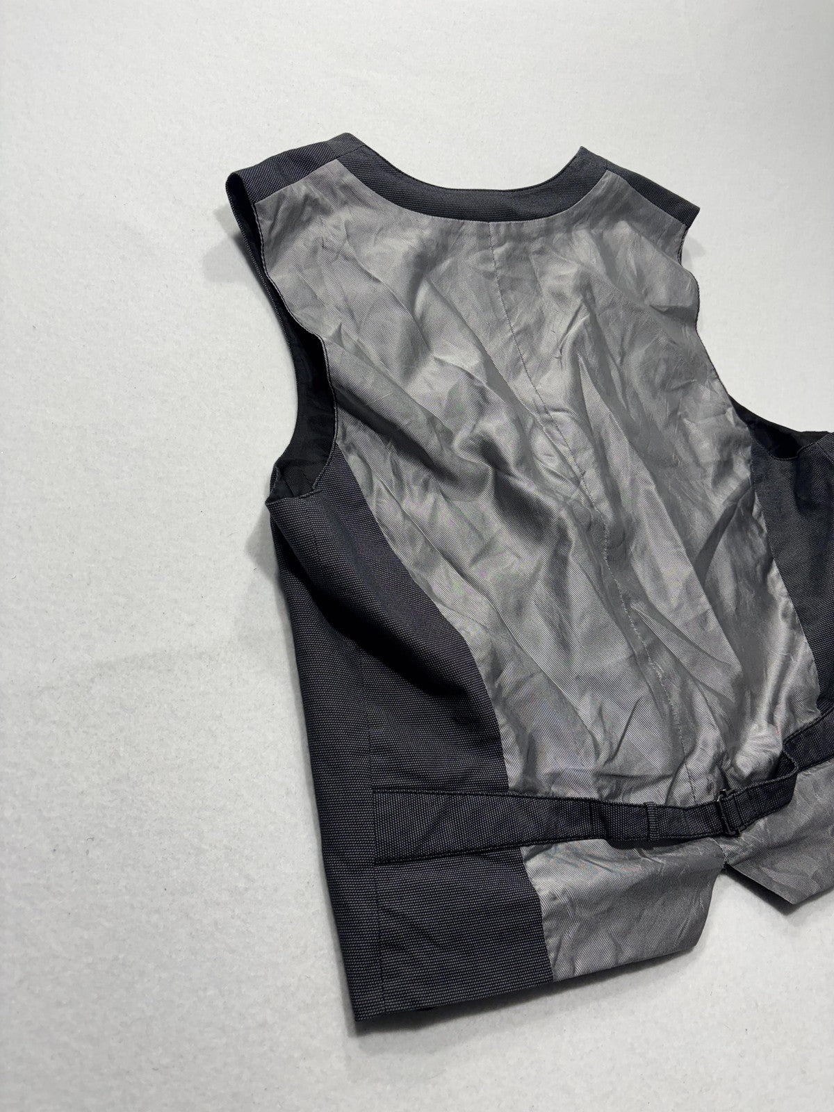 Armani Exchange Suit Vest Mens Large Gray Geometric Belted Back Formal 3 Piece