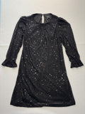 Maia Dress Womens 12 Black Sequin Mesh Long Sleeve Shift Party Cocktail Holiday