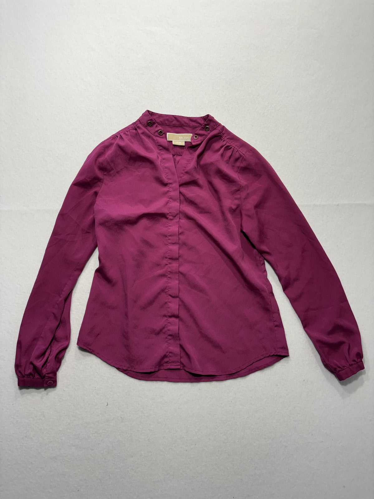 MICHAEL Michael Kors Top Womens P/S Pink Stud Neck Long Sleeve Button Blouse