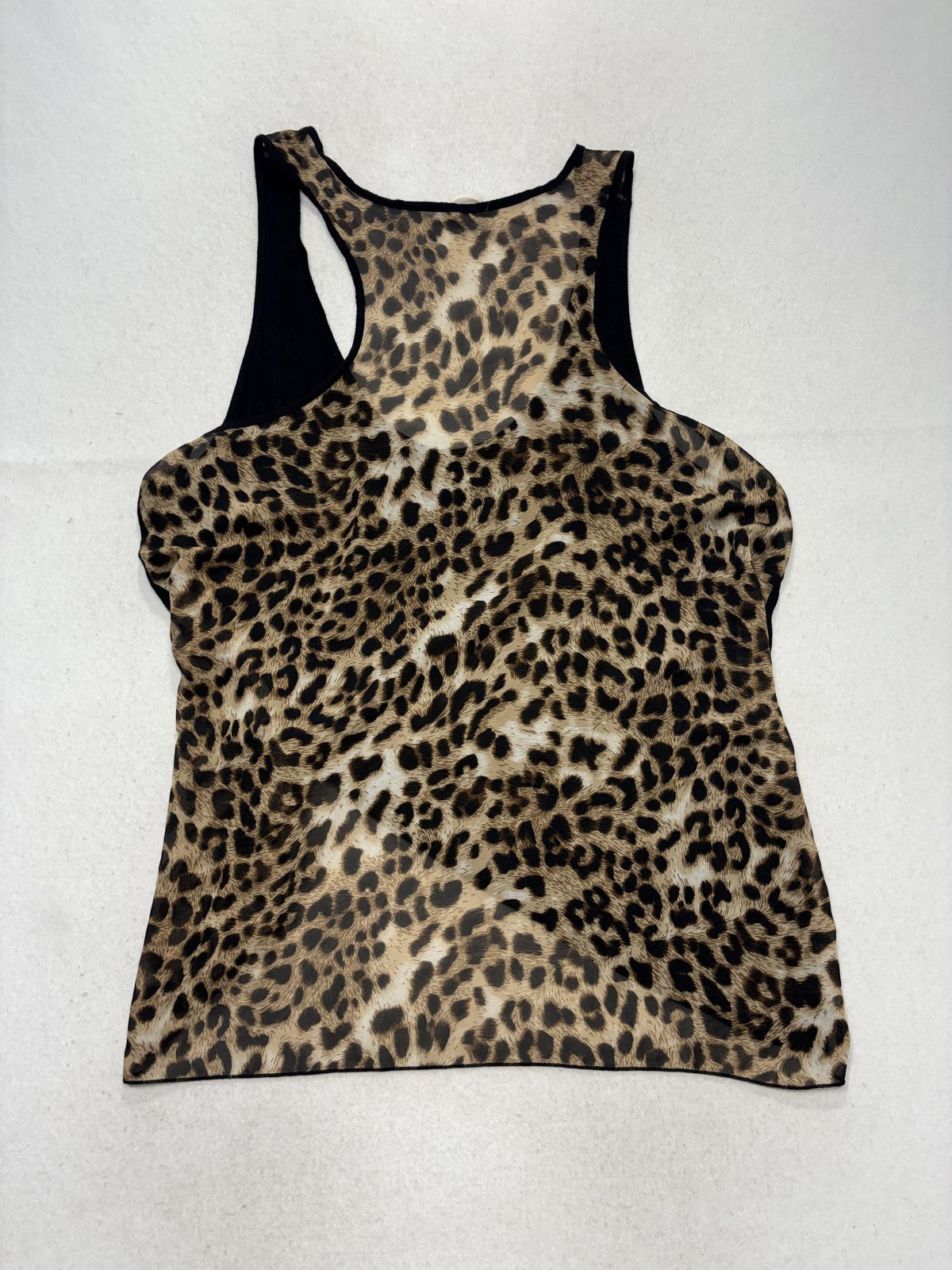 Lilypad Tank Top Womens Medium Brown Leopard Print Scoop Neck Knot Hem Racerback