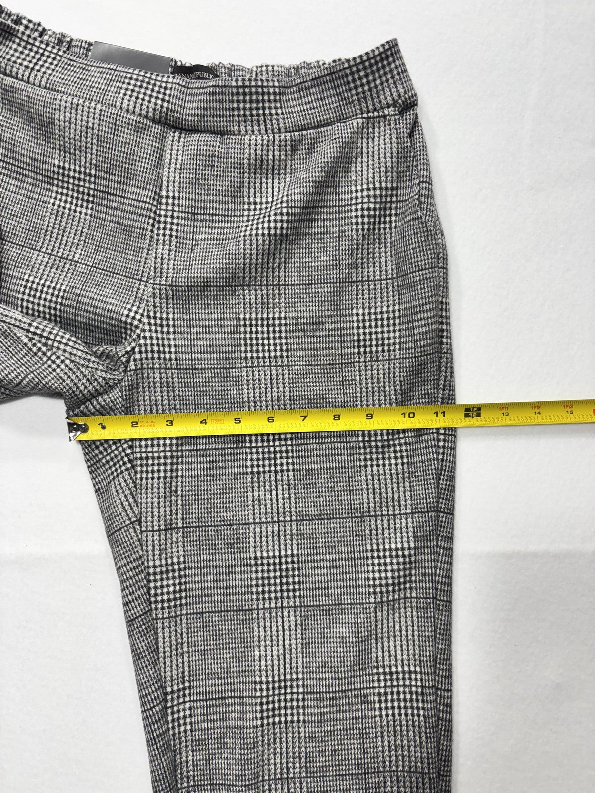 Banana Republic Dress Pants Womens 2 Gray Plaid Hayden Pull On Ponte Ankle Slim