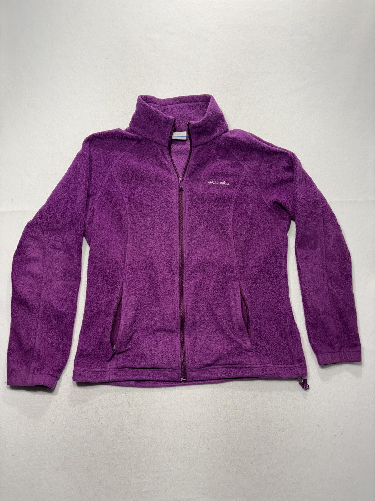 Columbia Jacket Womens Large Purple Fleece Full Zip Stand Collar Pockets Outdoor