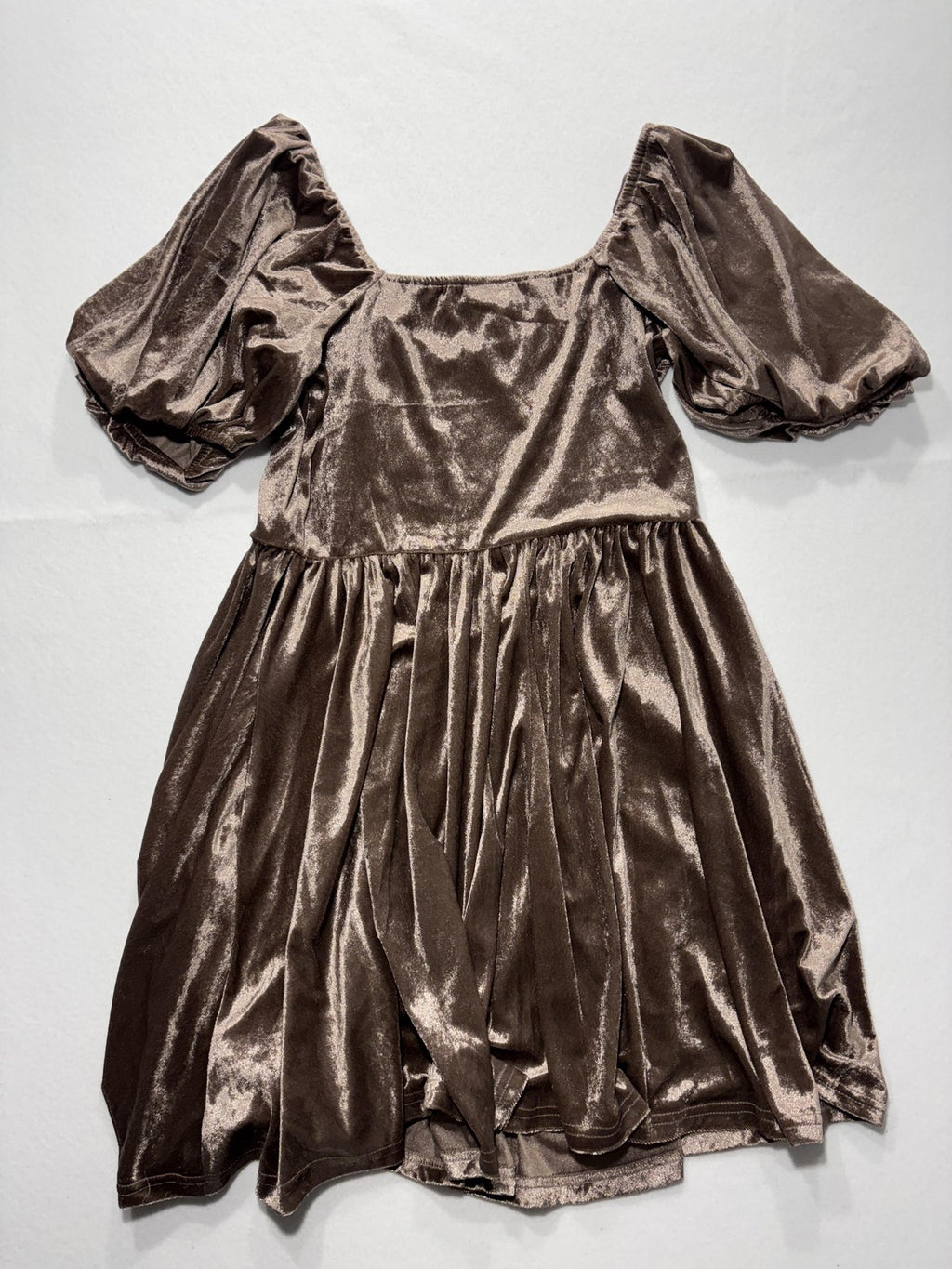 Arula Dress Womens 0X Brown Velvet Puff Sleeve Fit Flare Party Cocktail