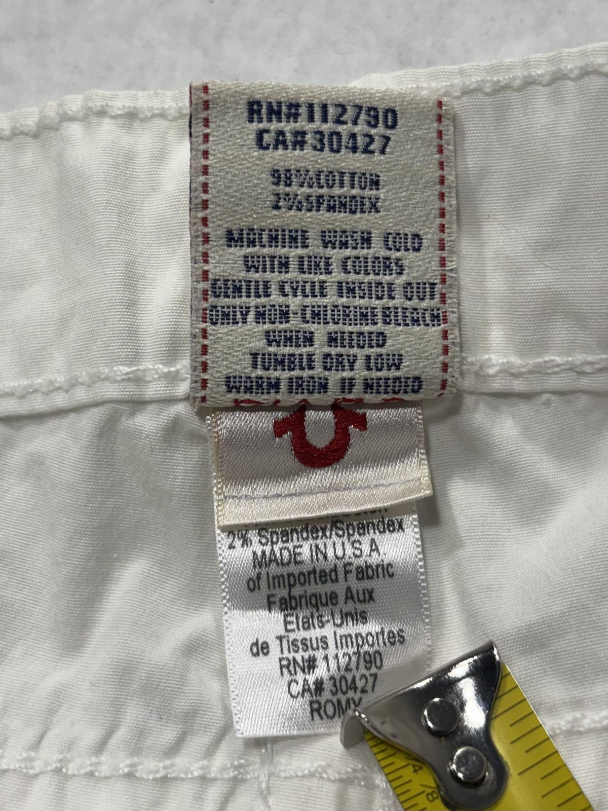 True Religion Shorts Womens 28 White Romy Denim Chino 5 Pocket Stretch Summer