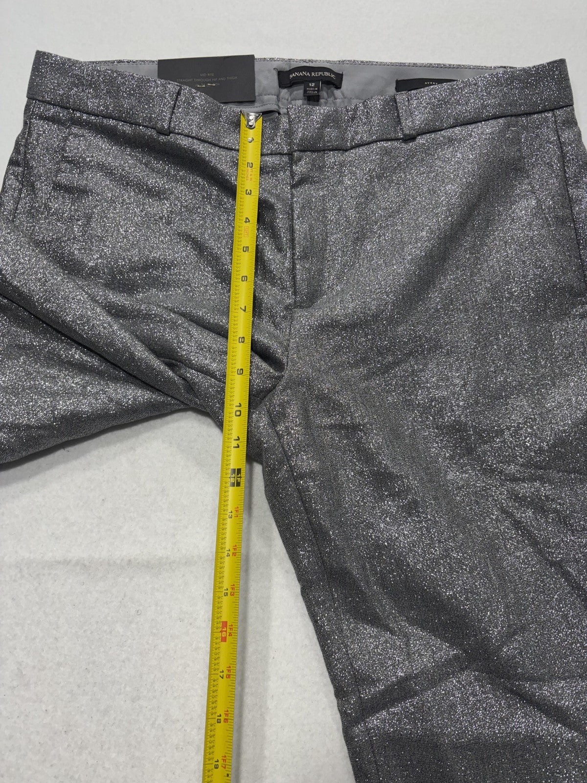 Banana Republic Pants Womens 12 Silver Avery Straight Leg Ankle Glitter Party