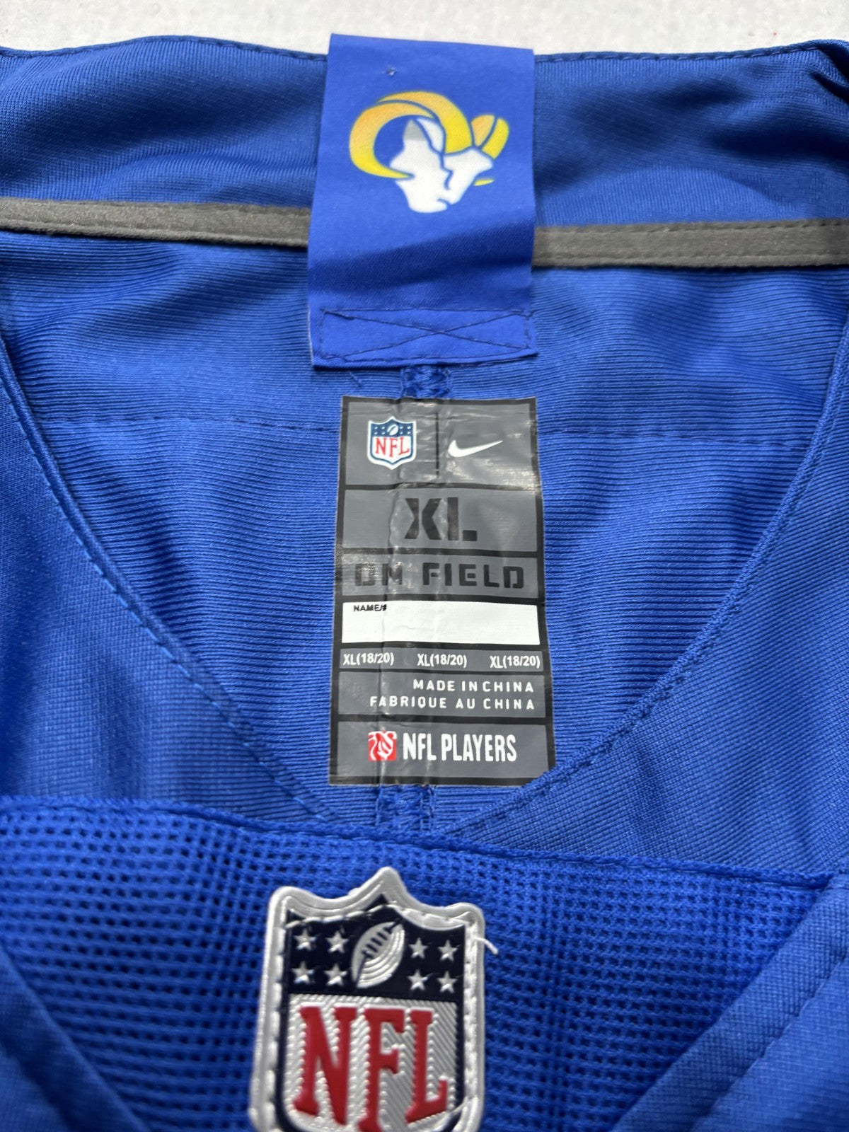 Los Angeles Rams Jersey Boys XL Blue NFL Football Nike Jalen Ramsey 5 On Field