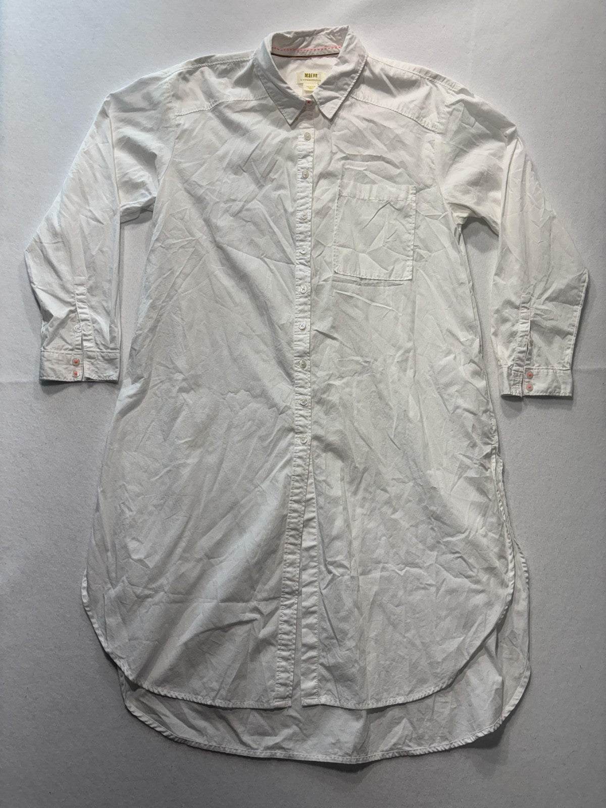 Maeve Shirt Dress Womens Medium White Collared Button Front Cotton Anthropologie