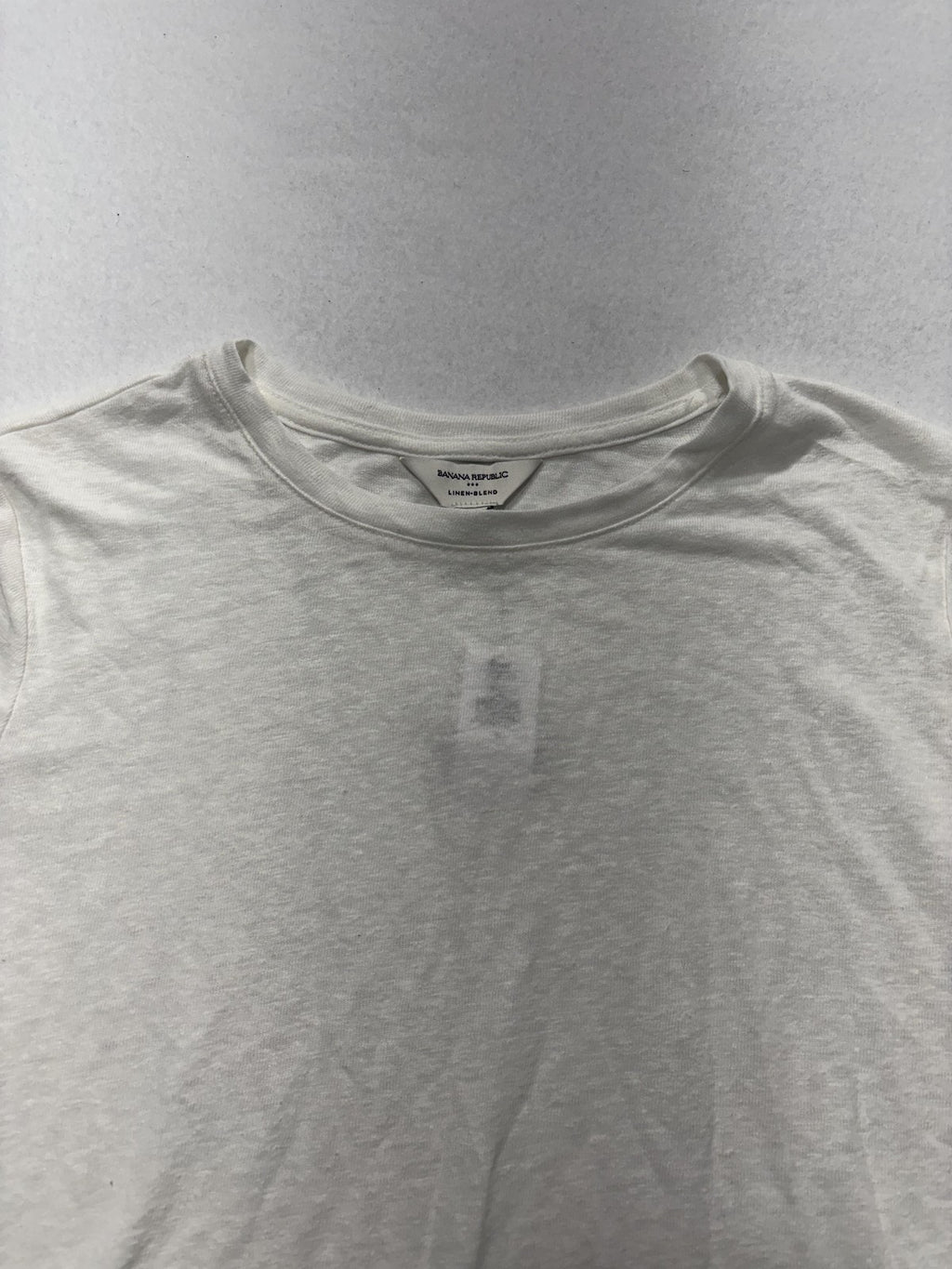 Banana Republic Shirt Womens Small White Linen Blend Crew Neck Short Sleeve Tee